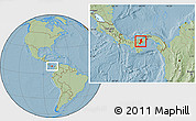 Savanna Style Location Map of Penonome, within the entire country, hill shading