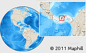 Shaded Relief Location Map of Penonome, highlighted country, within the entire country