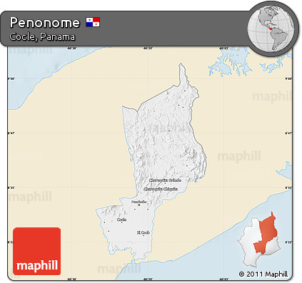 Classic Style Map of Penonome, single color outside