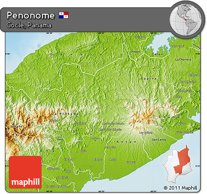 Physical Map of Penonome
