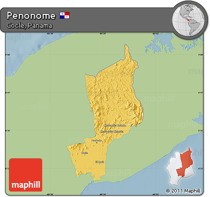 Savanna Style Map of Penonome, single color outside