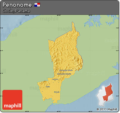 Savanna Style Map of Penonome, single color outside