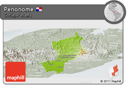 Physical Panoramic Map of Penonome, lighten, semi-desaturated