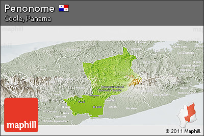 Physical Panoramic Map of Penonome, lighten, semi-desaturated