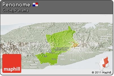 Physical Panoramic Map of Penonome, lighten, semi-desaturated
