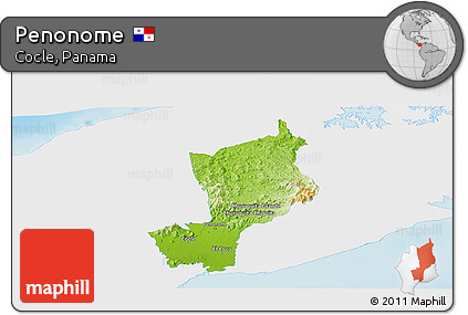 Physical Panoramic Map of Penonome, single color outside