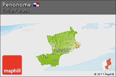 Physical Panoramic Map of Penonome, single color outside