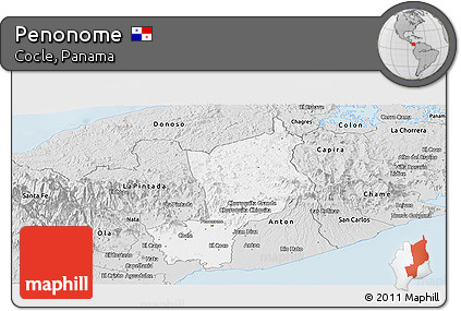 Silver Style Panoramic Map of Penonome