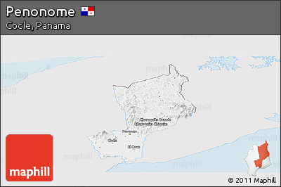 Silver Style Panoramic Map of Penonome, single color outside