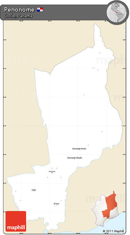 Classic Style Simple Map of Penonome, single color outside