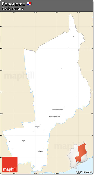 Classic Style Simple Map of Penonome, single color outside