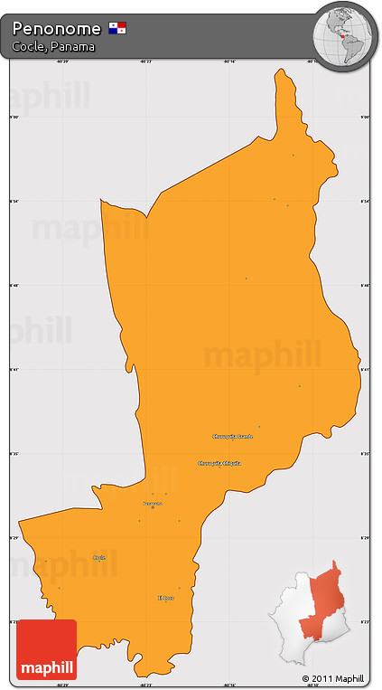 Political Simple Map of Penonome, cropped outside