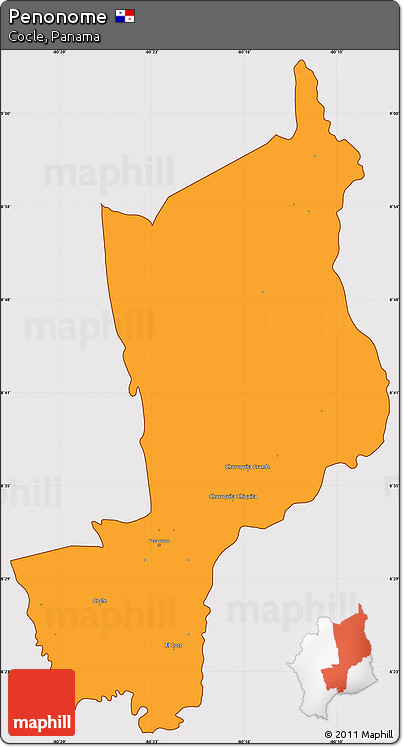 Political Simple Map of Penonome, cropped outside