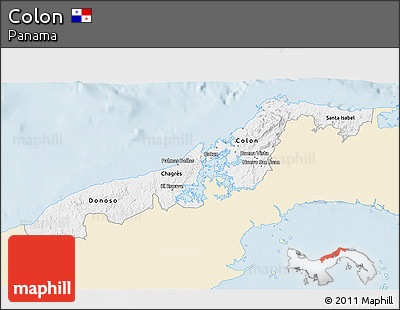 Classic Style 3D Map of Colon, single color outside