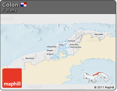 Classic Style 3D Map of Colon, single color outside
