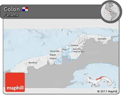 Gray 3D Map of Colon, single color outside