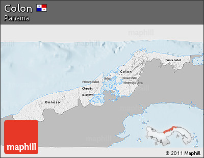 Gray 3D Map of Colon, single color outside