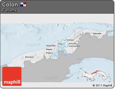 Gray 3D Map of Colon, single color outside