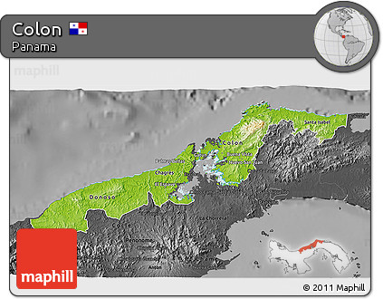 Physical 3D Map of Colon, darken, desaturated