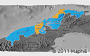 Political 3D Map of Colon, darken, desaturated