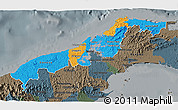Political 3D Map of Colon, darken, semi-desaturated