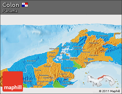 Political 3D Map of Colon