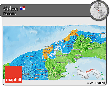 Political 3D Map of Colon, political shades outside