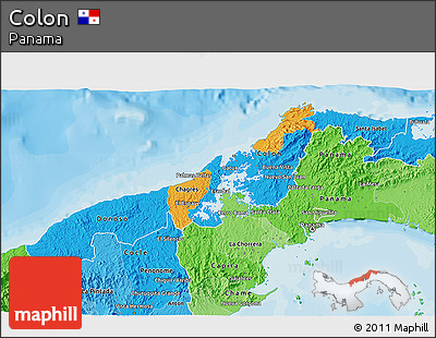 Political 3D Map of Colon, political shades outside