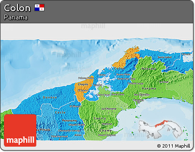 Political 3D Map of Colon, political shades outside