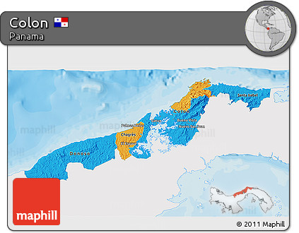 Political 3D Map of Colon, single color outside