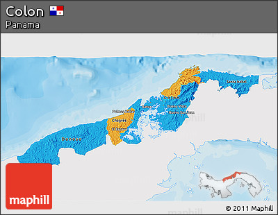 Political 3D Map of Colon, single color outside