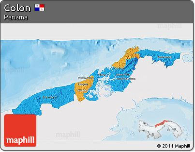 Political 3D Map of Colon, single color outside