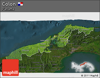 Satellite 3D Map of Colon, darken