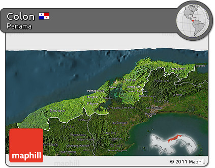 Satellite 3D Map of Colon, darken