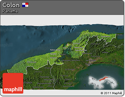 Satellite 3D Map of Colon, darken