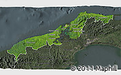 Satellite 3D Map of Colon, darken, semi-desaturated