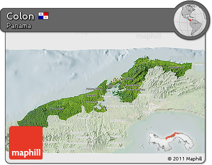 Satellite 3D Map of Colon, lighten
