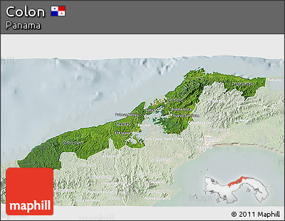 Satellite 3D Map of Colon, lighten