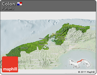 Satellite 3D Map of Colon, lighten