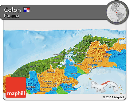 Satellite 3D Map of Colon, political outside