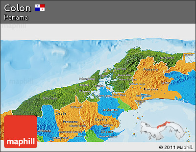 Satellite 3D Map of Colon, political outside