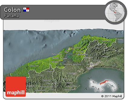 Satellite 3D Map of Colon, semi-desaturated