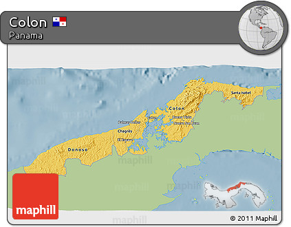 Savanna Style 3D Map of Colon, single color outside