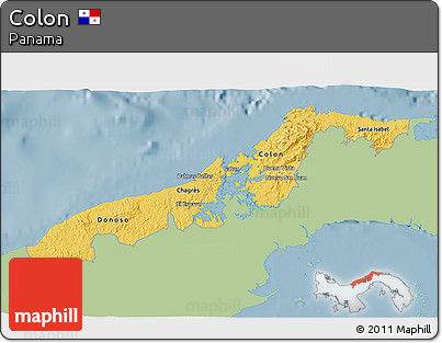 Savanna Style 3D Map of Colon, single color outside