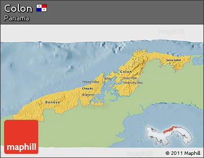 Savanna Style 3D Map of Colon, single color outside