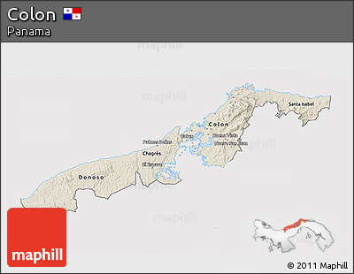Shaded Relief 3D Map of Colon, cropped outside