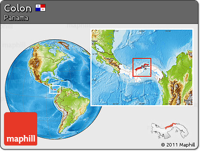 Physical Location Map of Colon, highlighted country