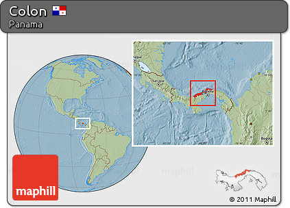 Savanna Style Location Map of Colon, hill shading