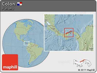 Savanna Style Location Map of Colon, hill shading