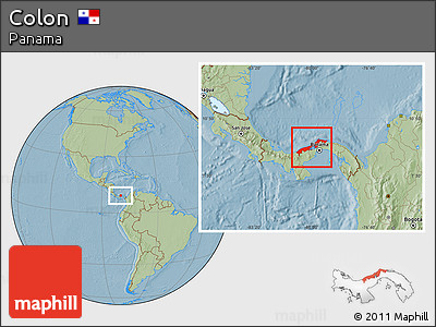 Savanna Style Location Map of Colon, hill shading